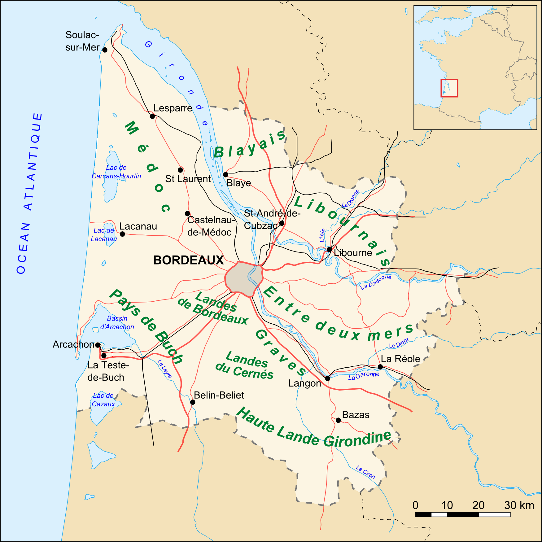 carte de la gironde bordeaux bassin d arcachon