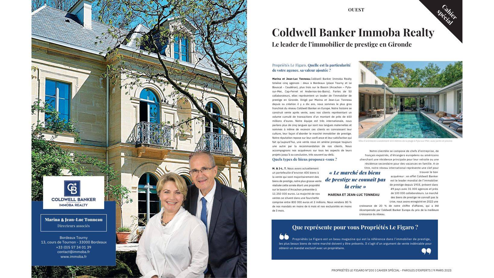 Coldwell Banker Immoba Realty mis à l'honneur dans le numéro anniversaire de Propriétés le Figaro